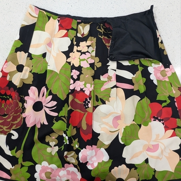 Talbots Pure Silk Multicolor Floral Print A-Line Skirt Below Knee Length 12 - Picture 6 of 11